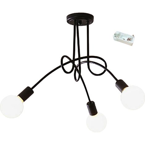 Ortviai Lustre industriel en fer noir 3 bras pour salon, chambre, cuisine et bureau – design rétro minimaliste (1/5)
