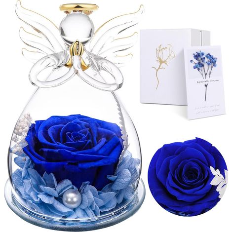 Rose Eternelle Ange Cadeau Femme - Eternelle Rose pour Elle,Fleurs Eternelles Anges Gardiens, Véritable Rose Préservée, pour Noël et la Saint-Valentin, Cadeau d'anniversaire pour Maman Grand-mère (1/5)