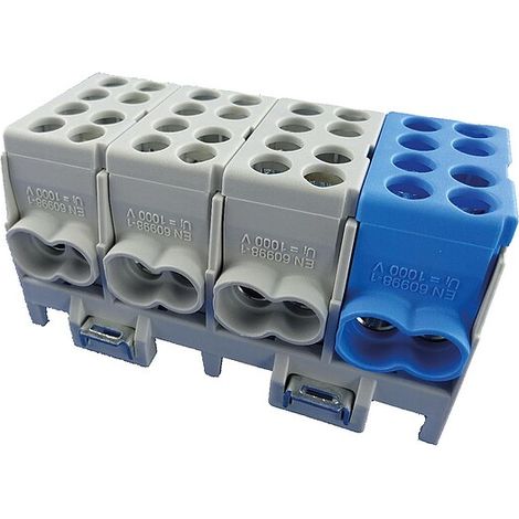 Hauptleitungs-Abzweigklemme - 3x grau, 1x blau, 4-polig 8x Eingang 25 mm² / 12x Ausgang 16 mm²