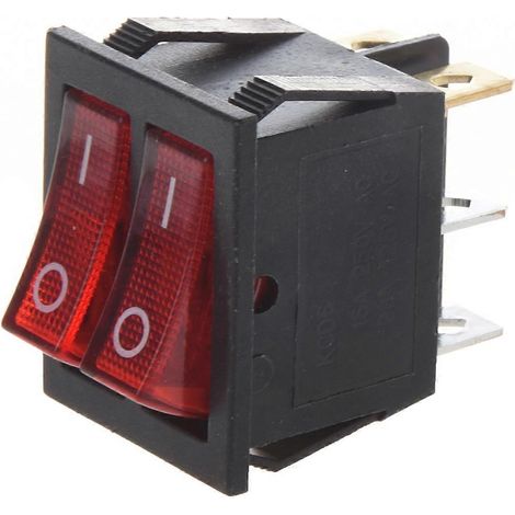 Interrupteur à bascule marche/arrêt double SPST à 6 broches avec voyant rouge, pour bateau, 15 A/250 V CA ou 20 A/125 V CA (1/5)