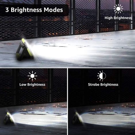 Projecteur LED Portable 10W 1000LM, Projecteur LED Rechargeable, 3 Modes Luminosité, Résistant pour Camping, Bricolage, Chantier etc. (1/4)