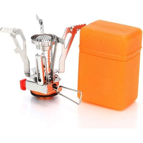 Réchaud de camping portable avec allumage piézoélectrique et support stable, idéal pour la cuisine en plein air et le camping. (1/5)