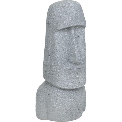 Statue Déco Extérieure "Moaï" 82cm Gris