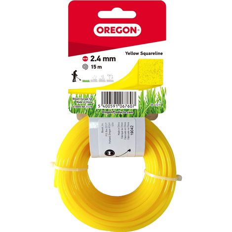 Fil de Débroussailleuse 2.4 mm Jaune Carré, 2.4mm x 15m
