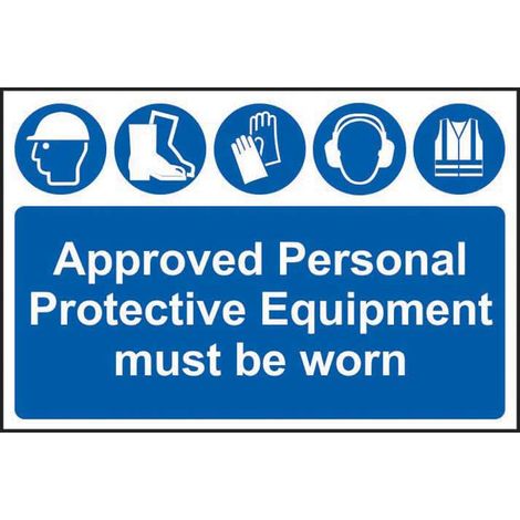 Scan 4020: Approved PPE Must Be Worn PVC Safety Sign, 600 x 400mm