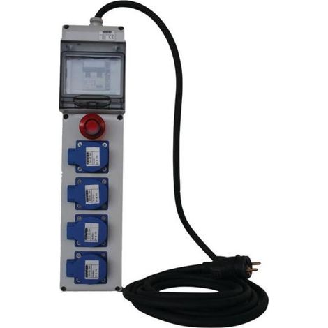Coffret électrique provisoire de chantier monophasé - 16 A - 4 PC - 230 V + DD30 MA + AU + câble - GEWISS (1/2)