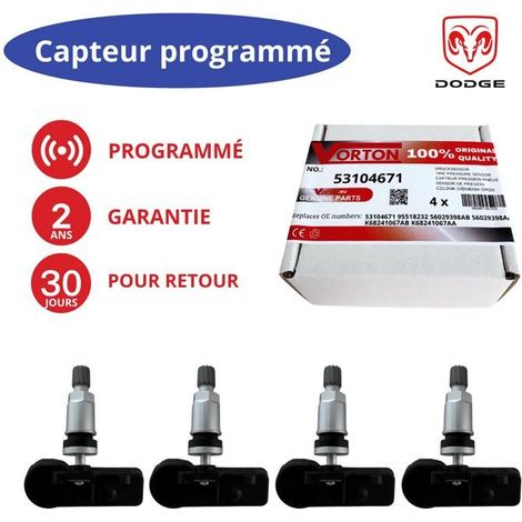 Capteur TPMS préprogrammé 433MHz (jeu de 4) pour JEEP/CHRYSLER/DODGE/FIAT/OPEL/LANCIA (1/5)