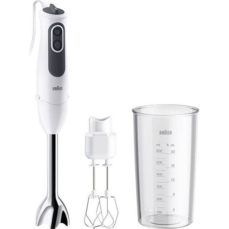 Braun 4193-MQ3105B HB BRAUN WH Mixeur plongeant 750 W avec verre doseur, avec blender, fonction turbo blanc-gris R283822 (1/5)