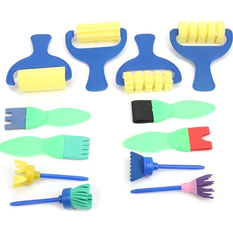 Lot de 12 pinceaux tampon EVA pour peinture, rouleau DIY d'apprentissage précoce, outils pour enfants (1/5)