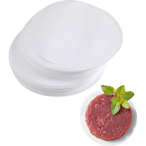 1000 Stück runde 10 cm Hackfleischpapiere für Hackfleischpressen mit 10 cm Durchmesser, Pergamentpapier, Burgerpapier für Hackbraten (1/5)