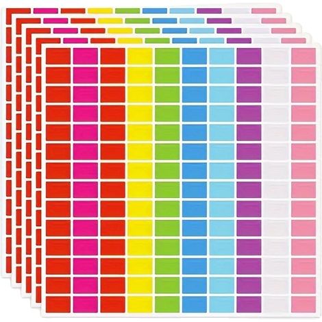 Rechteckige Aufkleber, 700 Stück, 10 Farben, Abnehmbar, Kunstpapier, 5 Blätter (1/5)