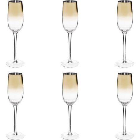 Lot de 6 Flûtes à Champagne "Arya" 21cl Or (1/2)