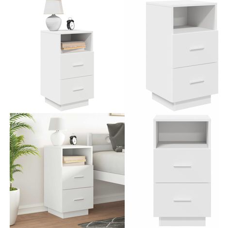 vidaXL Nachttisch mit 2 Schubladen Weiß 36x36x68 cm (1/5)