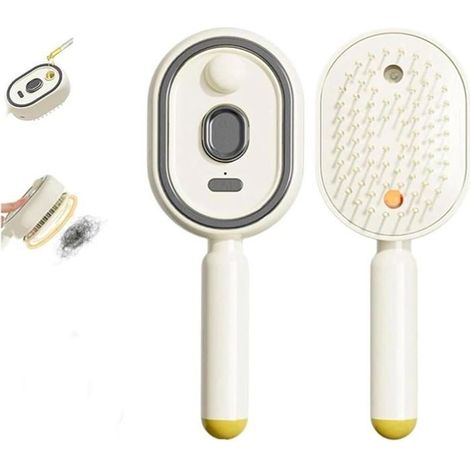 Spazzola elettrica a vapore senza fili 3 in 1 con getto d'acqua, pettine districante, antistatica e massaggio, portatile - Beige (1/5)