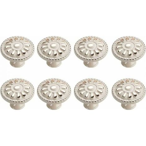 8 Pieces Round Drawer Pull Handle Cabinet Knobs Drawer Knob Furniture Handle Kitchen Cabinet Drawer Door Knobs White Vintage Furniture Knob (1/5)