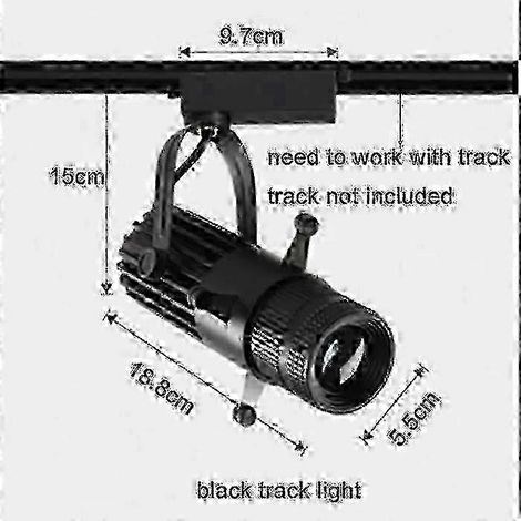 Spot LED sur rail à ouverture réglable et faisceau variable, 5/7/10/15 W, pour bar, restaurant, magasin ou commerce - Noir. (1/4)