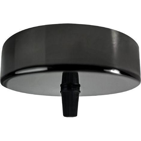 Tibelec – Pavillon cache-fils cylindrique noir perle – Métal – Diamètre 100mm – Installation plafond pour cacher fils électriques (1/5)