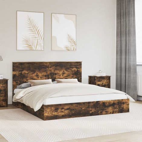 Aufbewahrungsbett Geräucherte Eiche 180 x 200 cm Holzwerkstoff