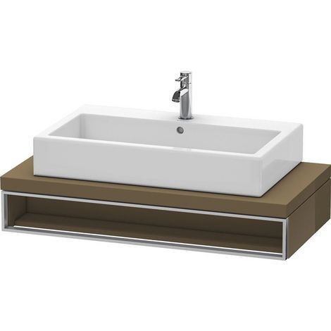 Duravit Vero Unidad de lavabo para consola, 6542, 1000 mm, 1 compartimento abierto incluyendo toallero, Color (frente/cuerpo): Marrón Oliva Laca Alto Brillo - VE654206161