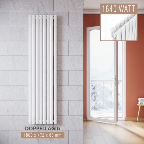 SONNI Radiatore Termosifoni ad Acqua Calda in Acciaio Radiatore a Pannello Bilayer Design Bagno Soggiorno Radiatore Orizzontale Bianco 1800x472mm 1640W (1/5)