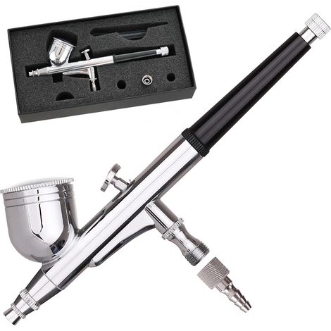 Airbrush mit 0,3-mm-Doppelwirkungsdüse zum Bemalen von Figurenmodellen, 1/8"-Gewinde (1/4)