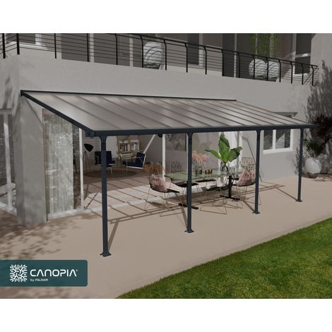 Canopia Feria Marquesina Pérgola De Aluminio 3X7.30 m Gris
