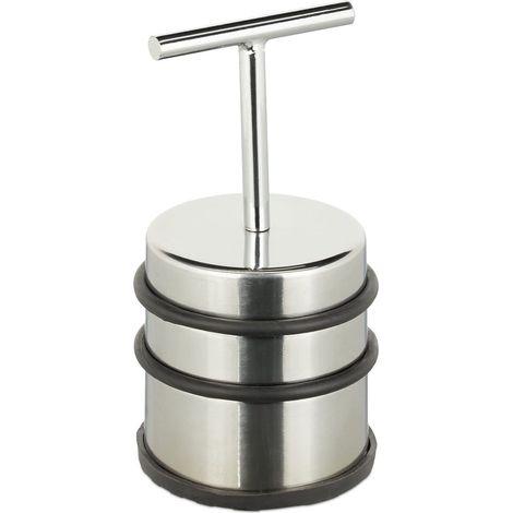 Relaxdays Fermaporta con Manico, Blocca Porta e Finestra, Rotondo e Alto, da Interno, Acciaio e Gomme, ∅ 7 cm, Argento (1/5)