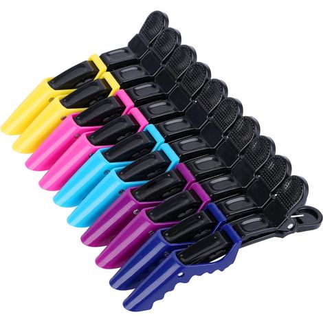 Pinces à cheveux pour femmes – Dents larges et conception à double articulation – Pinces de coiffure de style alligator de qualité professionnelle – Lot de 10 (assortiment) (1/5)