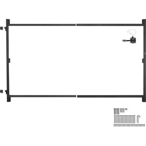 Kit de construction de portail, pour ouvertures 1524-2438 mm large, kit cadre de portail complet anti-affaissement réglable, 1651 mm haut, avec verrou à loquet, pour clôture en bois, fer, noir (1/5)