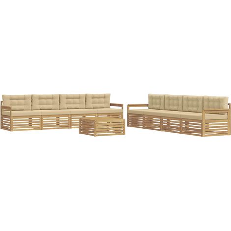 Set di divani da esterno 9 pz 8-Posti Bianco e Beige Poliestere vidaXL (1/5)