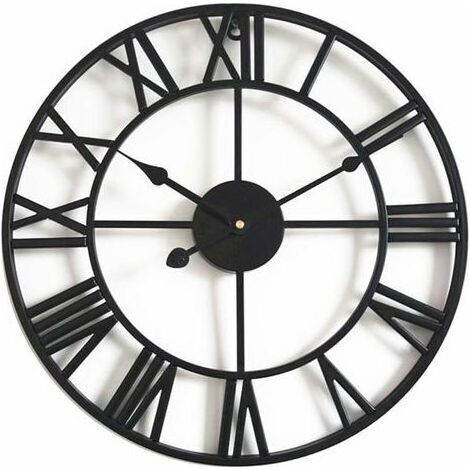 Horloge Murale Silencieuse Vintage, 40cm Squelette en Métal Horloge, Salon Cuisine Café Htel Bureau Décor à La Maison Horloge (Noir) (1/5)