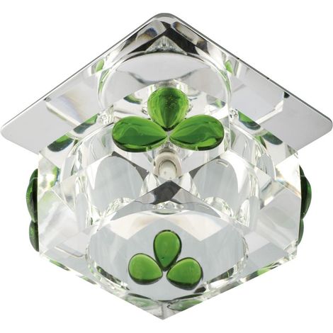 Plafonnier carré chromé verre gouttes vertes 1xG4 20W