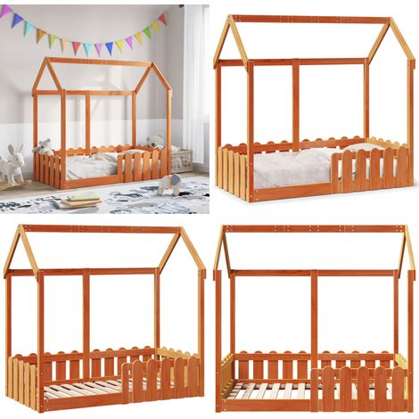 vidaXL Kinderbett Hausbett Wachsbraun 70x140 cm Kiefer (1/5)