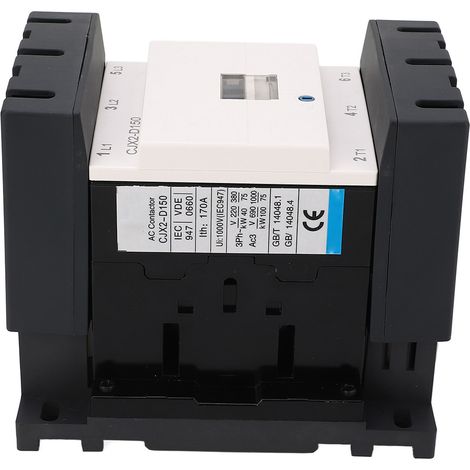 Contacteur électrique triphasé 150 A, 380 V CA, contacts argentés, 1 NO, 1 NF, pour la distribution d'énergie. (1/5)