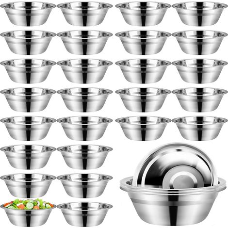 Lot de 30 Bols Inox de Cuisine 500 ml, Petit Bol en Acier Inoxydable 15 cm, Saladier et Bol Mélangeur pour Préparation Culinaire, Pâtisserie, Sauces et Apéritif (1/5)