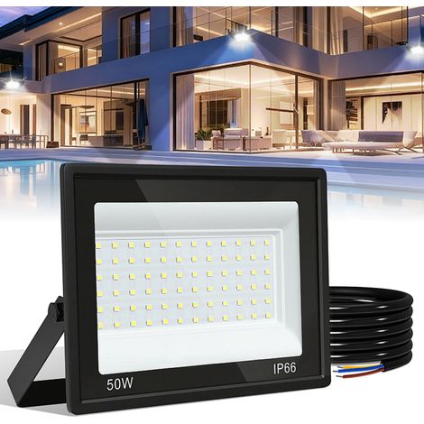 Jiubiaz LED-Fluter, LED-Strahler, IP66 Außenstrahler, 120° Abstrahlwinkel, 50W 1 Stück, Arbeitsleuchte Kaltweiß 6000K