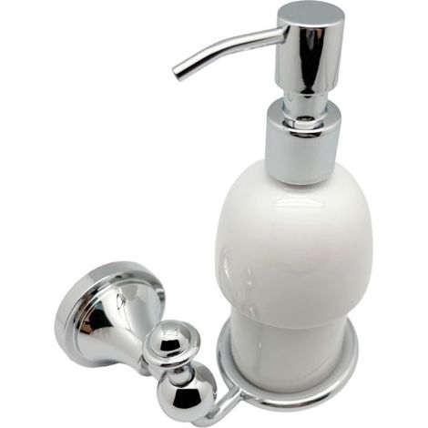 Porte-Savon Céramique Blanc – Tête Pomme ABS Chromé – Élégant et Moderne – Pose Libre (1/5)