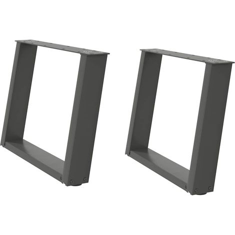Pied de meuble，Pieds de table basse en U 2 pièces Anthracite 60 x (42-43) cm Acier CFW57959 (1/5)