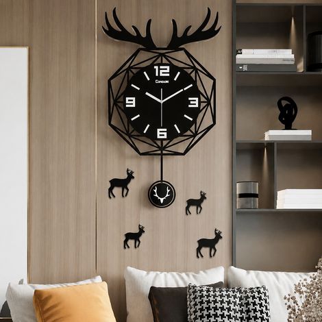 Horloge murale tête de cerf scandinave acrylique géante 58x97 cm 58 97cm 2 g – Livraison gratuite (1/5)