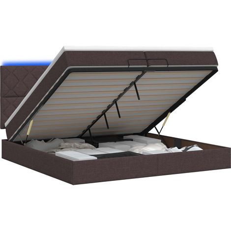 Maison Exclusive - Letto Ottomano con Materasso e LED Marrone Scuro 200 x 200 cm (1/5)