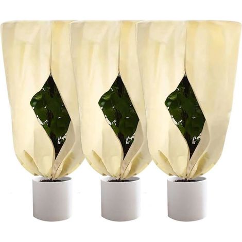 Voile hivernage plante extérieur - MICH - 3 pack - 80x60 cm - Cordon de serrage - Fermeture éclair - Réutilisable (1/4)