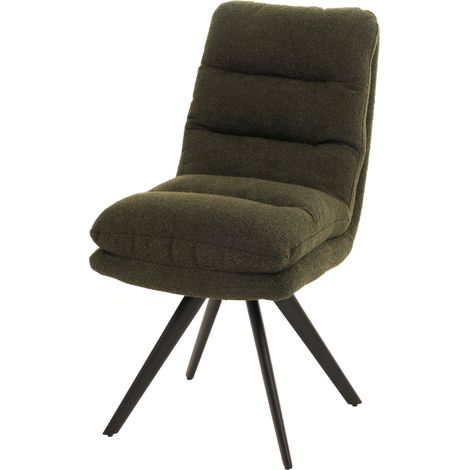 Chaise de salle à manger HWC-G66, chaise de cuisine pivotante Auto-Position Tissu/Textile Bouclé MVG vert (1/5)