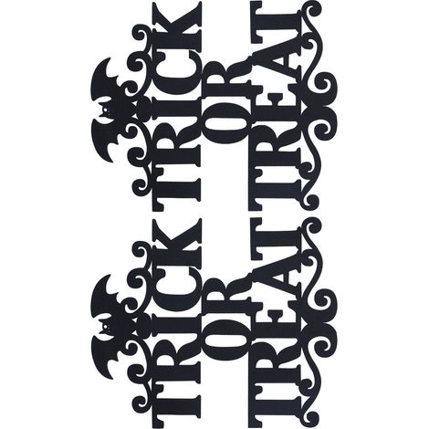 Lot de 2 panneaux suspendus en tissu non tissé pour Halloween, avec inscription « Des bonbons ou un sort », pour une fête de porte d'entrée (1/5)