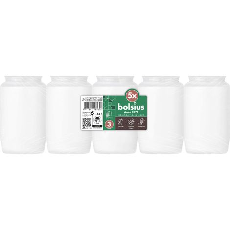 BOLSIUS Kompositionslicht weiß 5er Pack 9,4 cm Grabkerze