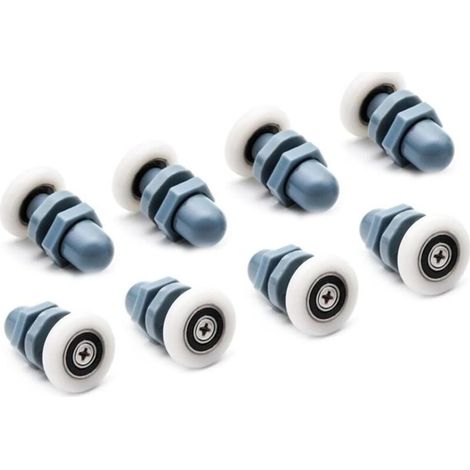 Set mit 8 Duschkabinenrollen, Ersatzrollen aus Kunststoff, Nylon und Edelstahl, 20 mm Durchmesser, Grau (1/4)
