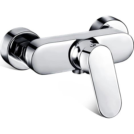 Mitigeur Douche, Monocommande Robinet Douche, Alliage Mitigeur Salle de Bain, Robinet Mural Couleur argent Avec bec G1/2, Mitigeur Mural Avec Noyau de Valve en Céramique (1/5)