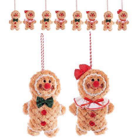 Set 12 Omino pan di zenzero in panno da appendere - Addobbi per alberio di Natale (1/3)