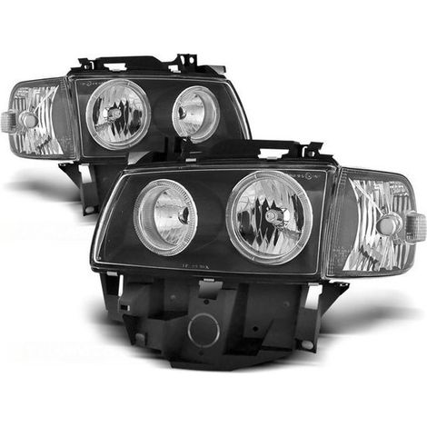 Phares double halo jantes VW T4 08 96-03 03 BUS ANGEL EYES NOIR
