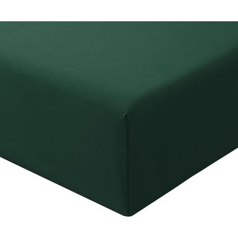 Drap Housse 140x190/200 Vert Foncé - Drap Housse 140x200/190 Bonnet 40cm Matelas en Microfibre 2 Personnes, Très Doux et Respirant avec Élastique Tout Autour (1/5)