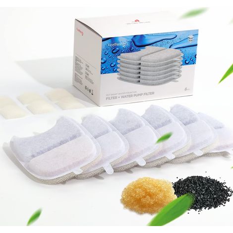 6 Pièces Filtre, Coton Haute Densité, Charbon Actif, Résine, Pour Fontaine Chat YPD-C004